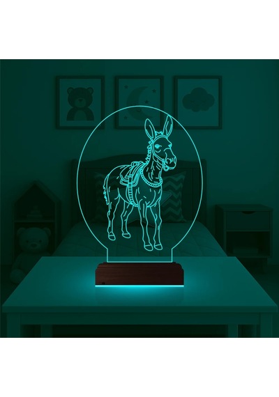 Luvivia Çocuk Odası Donkey 3d Lamba - Masa Gece Lambası Şeffaf