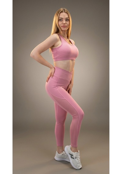 Heyy's Çapraz Kemer Yan Cep Detaylı Pembe Tayt Pembe
