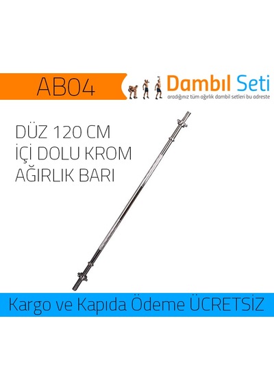Leyaton Düz Bar 120 Cm Krom Ağırlık Barı Halter Barı