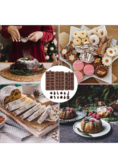 Yılbaşı Temalı Çikolata Kalıbı 3'lü Goldcakes