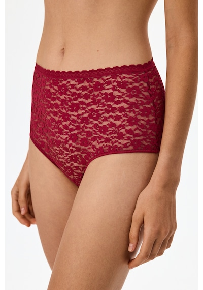 Penti Bordo Easy Dantel Çiçekli Yüksek Bel Slip Külot