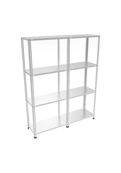 Çelikrafburada 4 Katlı 2 Li Bitişik Çelik Galvaniz Arşiv Rafı Depo Rafı Kiler Rafı 31x75x200 Dx51 Kalite Gümüş