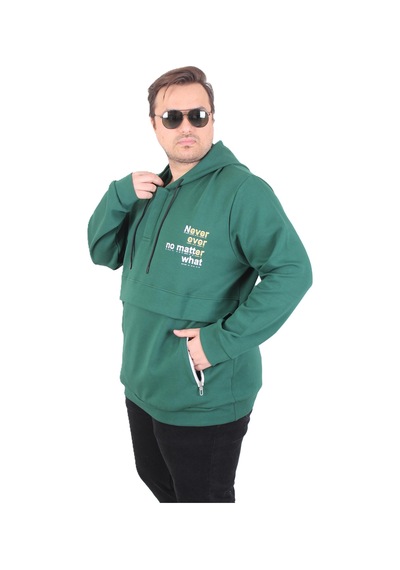 Moc Grande Mocgrande Büyük Beden Kapüşonlu Sweat Double Face Never 25706 Neftı Neftı