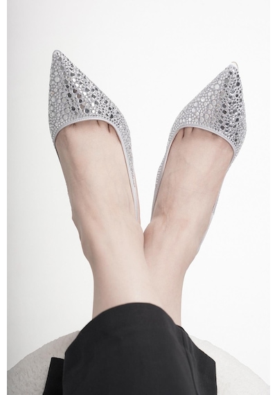 Stilbagshoes Jenny İthal Taş Detaylı Arka Açık Kadın Topuklu Ayakkabı Gümüş GÜMÜŞ