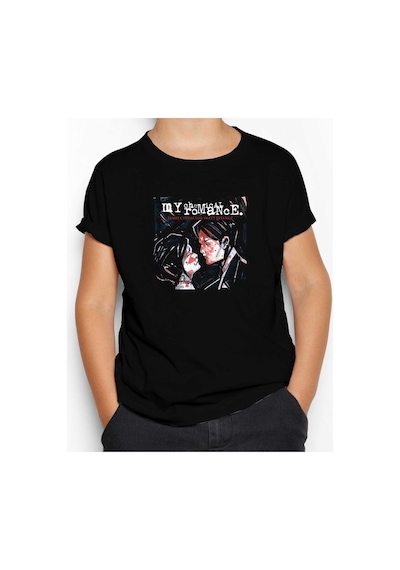 Zepplin Giyim My Chemical Romance Three Cheers for Sweet R. Siyah Çocuk Tişört Siyah