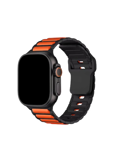 Apple Watch 10 9 8 7 6 Se Ultra Uyumlu 42 44 45 46 49mm Çift Renk Bakla Desen Hibrit Silikon Kordon