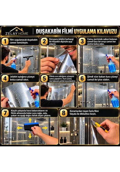 Zelayhome Silver Aynalı Duşakabin Filmi 100 CM X 2 M