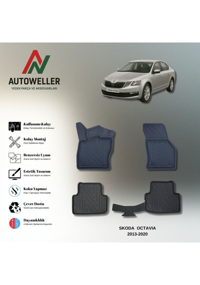 Skoda Octavia 2013-2020 Uyumlu Havuzlu Oto Paspas