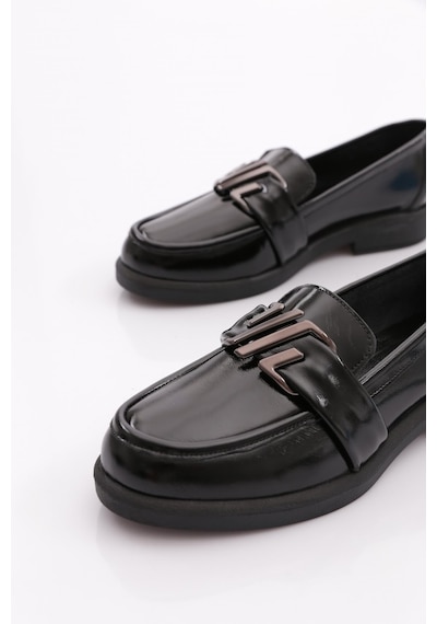 Dgn 527 Kadın Loafer Ayakkabı Siyah Rugan