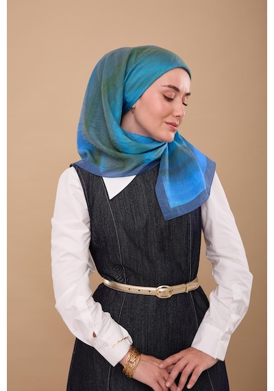 Silk Home Olinda İpek Eşarp 47005-02 İndigo,yeşil, Petrol Yeşili, Mavi
