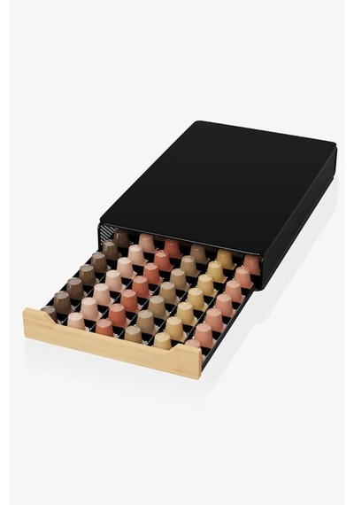 Siyah Kahve Kapsül Standı Nespresso  Kapsül Uyumlu. Tek Ebat Ayarlanabilir Dimi Yok