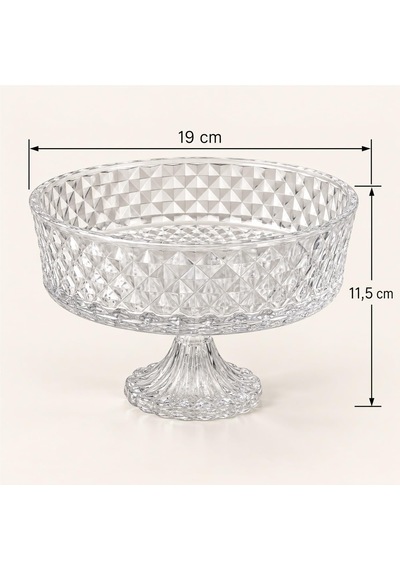 Deconox Tırtıl Desenli Ayaklı Şeffaf Cam Kurabiyelik 19 X 11,5 Cm, Meyve, Tatlı, Çerez Ve Kanape Sunum Kasesi, Tekli