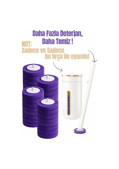 32 Adet 4 Paket Lavanta Premium Deterjanlı Tek Kullanımlık Tuvalet Temizleme Süngeri Duvara Mo