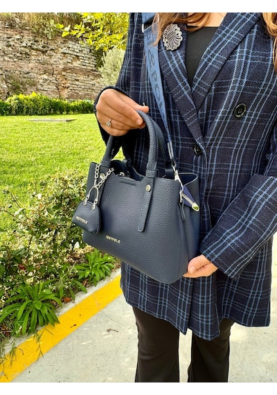 Just Polo Yeni Sezon 3 Bölmeli Yumuşak Deri Şık El Ve Omuz Çantası Shopper 22 X 18 Cm Lacivert