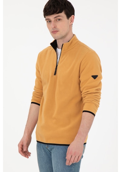 U.S. Polo Assn. Erkek Yarım Fermuarlı Camel Basic Polar Sweatshirt 50298085-VR015