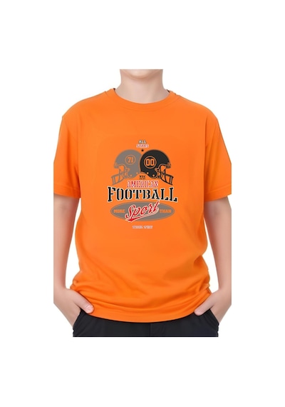Panios Kids American Football Baskılı Erkek Çocuk Kısa Kollu T-shirt Turuncu