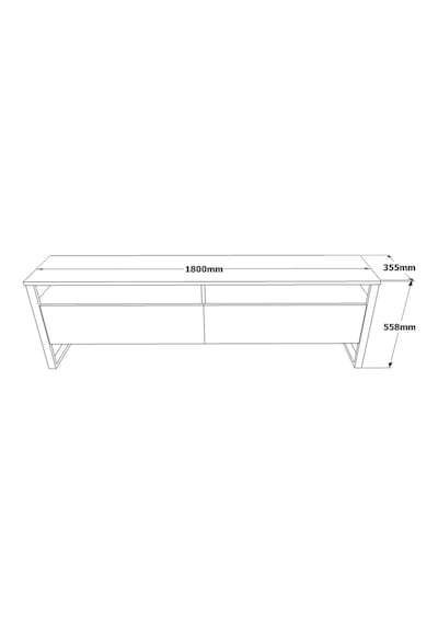 El19 Elanor 180cm Metal Tv Ünitesi Tv Sehpası 2 Kapaklı Ela19-a Atlantik Çam
