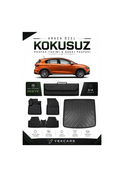 Fiat Egea Cross 2021 Model Aracınıza Özel 4d Karbonlu Kauçuk Paspas Takımı Ve Bagaj Havuzu