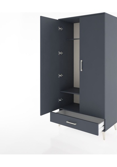 Hyperion Dolap 2 Raflı Tek Çekmeceli Tek Askılı 88x44x182 Ant... Antrasit
