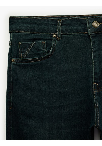 Koton Pamuklu Cepli Normal Bel Slim Fit Jean Pantolon - Brad Jean Petrol 7wam40335nd