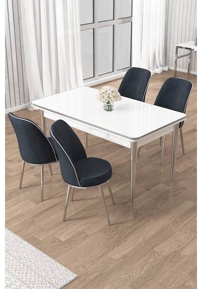 Canisa Rewa Serisi 70x110 Sabit Beyaz Krom Detay Masa Takımı Ve 4 Antrasit Sandalye Masa Beyaz Sandalye Antrasit Krom Ayak Canisa Rewa Serisi 70x110 Sabit Beyaz Krom Detay Masa Takımı Ve 4 Antrasit Sandalye Masa Beyaz Sandalye Antrasit Krom Ayak