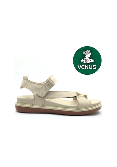 Venüs Sisu Hakiki Deri Comfort Ortopedik Kadın Sandalet Bej