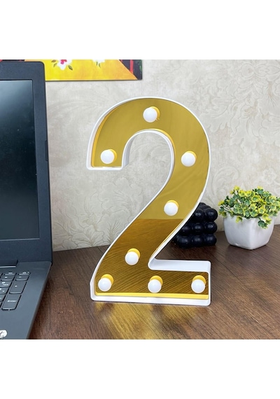 Dekoratif Led Işıklı 3D 2 Rakamı Büyük Boy Organizasyon Doğum Günü Kutlama
