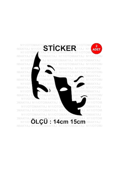 Tiyatro Yüz Maske - Araba Kask Motosiklet Laptop Taplet Sticker