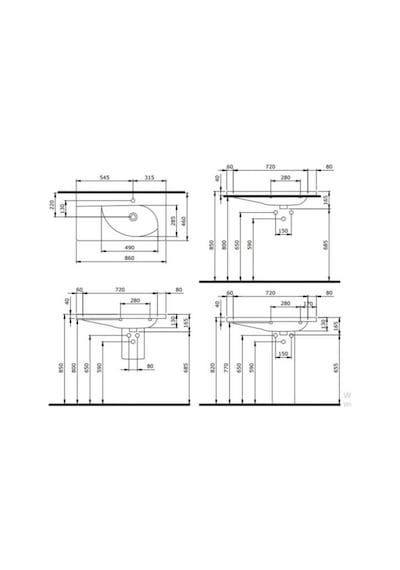 Bocchi Taormına Arch Etajerli Lavabo 86 CM Beyaz 1020-001-0126