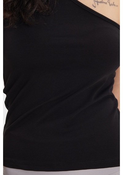 Tudors Kadın Slim Fit Dar Kesim Pamuklu Kolsuz Siyah Crop Atlet-50682