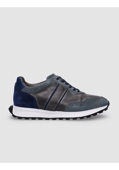 Cabani %100 Hakiki Deri Gri Bağcıklı Erkek Sneaker Gri