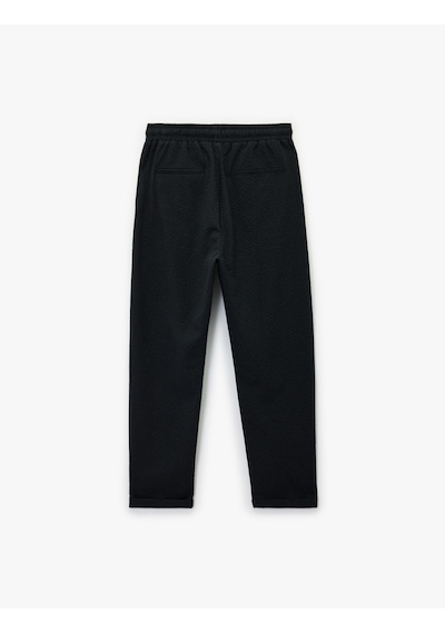 Koton Duble Paça Cepli Viskon Karışımlı Beli Bağcıklı Pantolon Lacivert 6sam40008hw Lacivert