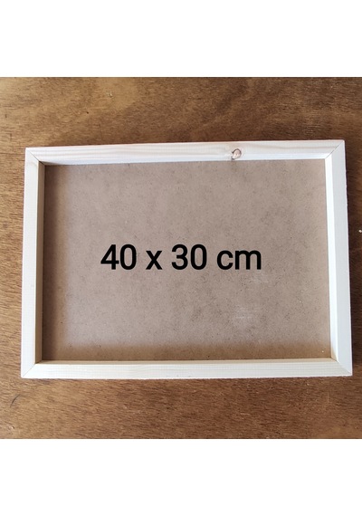 40x30cm Ham Ahşap Çerçeveli Pano Camsız - Arkalığı Sabit