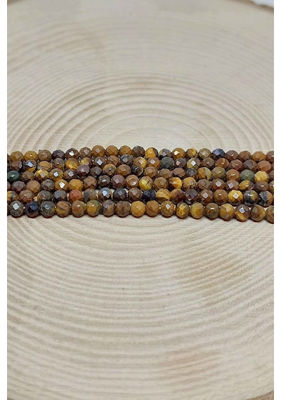 Yasamtohumu Kaplan Gözü Taşı Yarım Dizi 2,5 MM 17  CM Çok Renkli