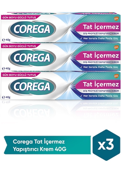Corega Süper Protez Yapıştırıcı Tat İçermez 3 x 40 G + Protez Kabı
