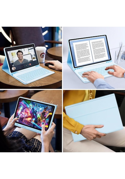 Samsung Galaxy Uyumlu Tab A9 Plus 11'' Klavyeli Kılıf Bluetooth Özellik