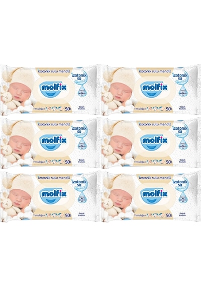 Molfix Islak Havlu Mendil Izotonik Yeni Doğan 6 Lı Set 50 Yaprak