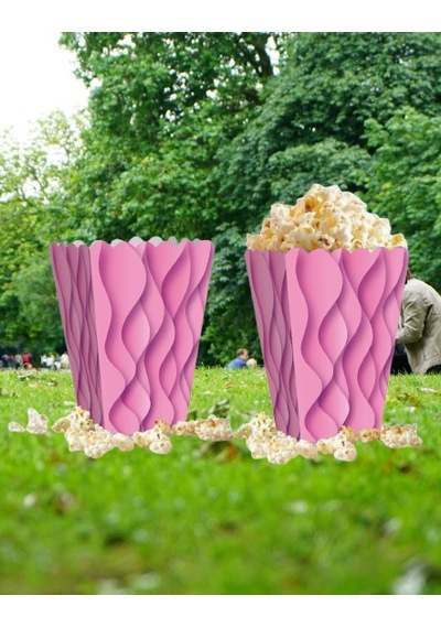Mısır Kutusu Pop Corn Kutusu Dalgalı Pembe Desenli / 8 Parça