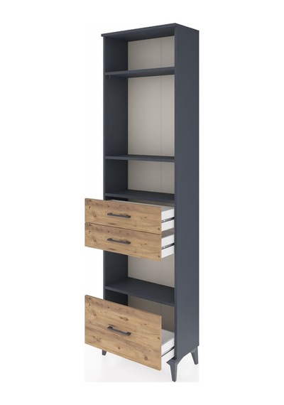 Arges Dolap 4 Raflı 3 Çekmeceli 60x30x221 Antrasit-çam Antrasit
