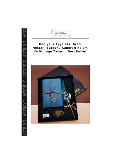 Hediyelik Eşya Yazı Aracı Nostalji Tutkunu Kaligrafi Kalem Ve Vintage Tasarım Deri Defter Çok Renkli
