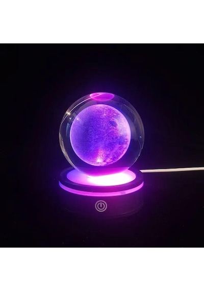 Usb Li Plastik Altlıklı Dolunay Dönen Cam Küre