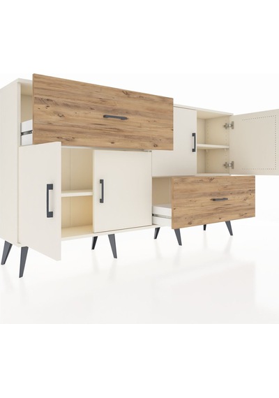 Arges Konsol 3 Raflı 2 Çekmeceli 4 Kapaklı 176x30x99 Aytaşı-aytaşı/çam Aytası/atlas Çam - Aytası