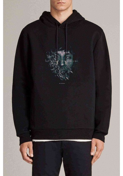 Bring Me The Baskılı Siyah Erkek Örme Kapşonlu Sweatshirt