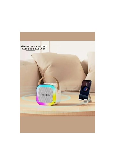K12 Kablosuz Bluetooth Hoparlör Karaoke Mikrofon 5 Ses Efektli Rgb Hd Stereo Ses Usb/sd/fm