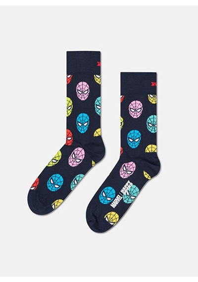 Happy Socks Çok Renkli Erkek Desenli Çorap Marvel Spider-man 3-pack Socks Gif Pudra