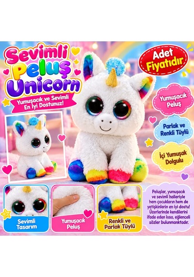 Tek Boynuzlu At Peluş 25 Cm