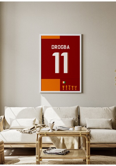 D.drogba 11 Poster Tablo Beyaz Çerçeveli