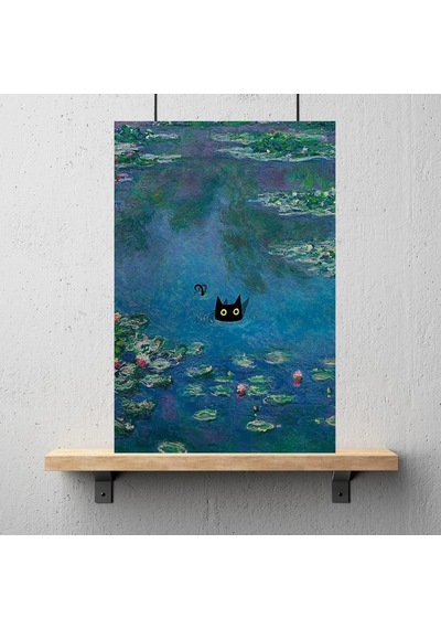Claude Monet Nilüferler Kara Kedi Posteri Çerçevesiz