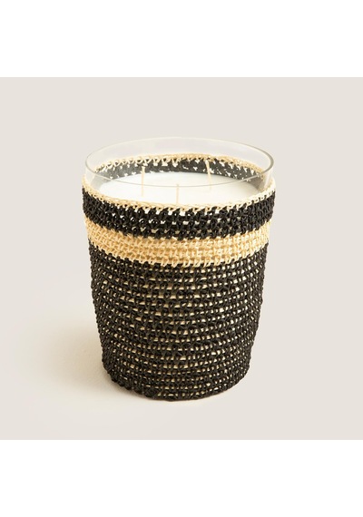 Boho Black&white Tığ İşi Kokulu Mum 14x17 Cm Siyah 50 x 22