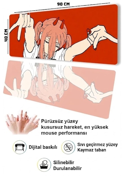 Derdenix Anime Series: Power Edition 90x40 Mousepad Çok Renkli